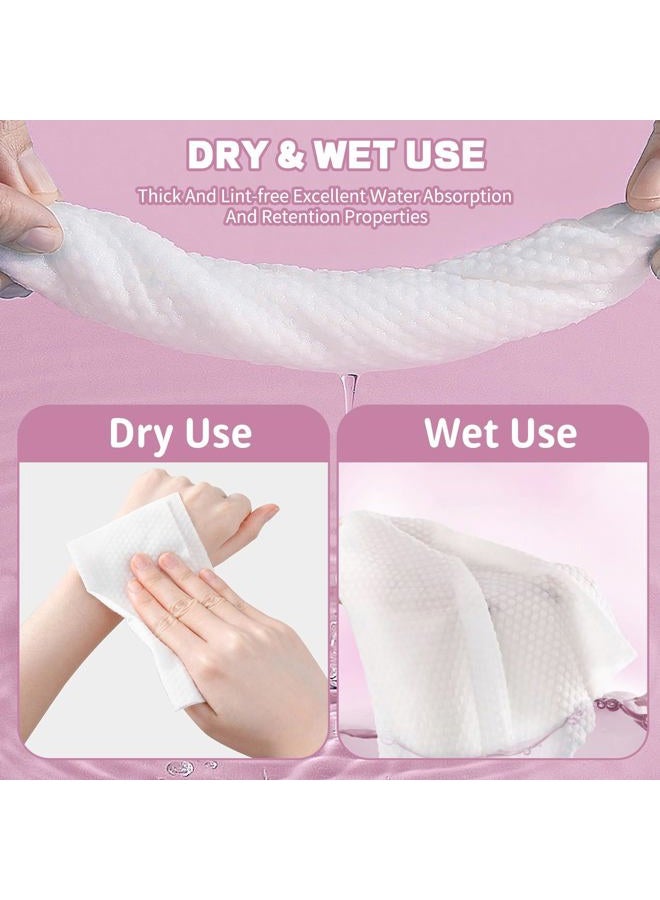 Hsxfl Disposable Face Towel 100 Count for Washing Soft Cotton Dry Wipes Facial Cloths Towelettes for Washing and Drying, Facial Tissue for Cleansing, Skincare and Makeup Remover (4 Pack-400 Count) - Image 4