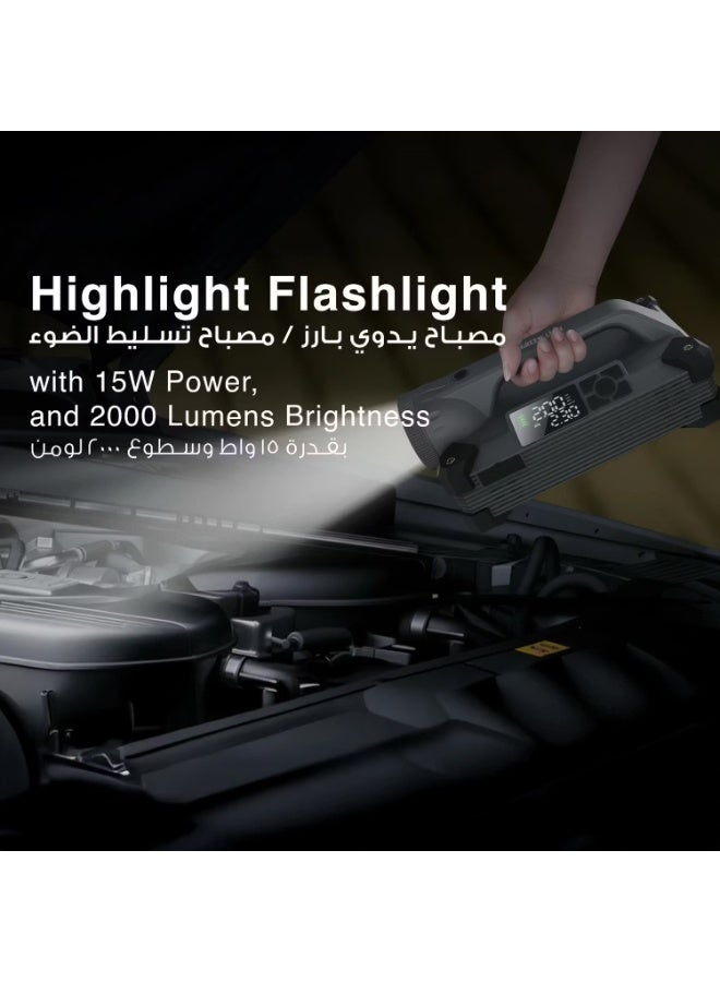 بلو فاير جهاز تشغيل بطارية السيارة M6 بسعة 24000mAh مع منفاخ هواء 150 PSI وإضاءة 2000 لومن وشحن Type-C متعدد الجهد - Image 2
