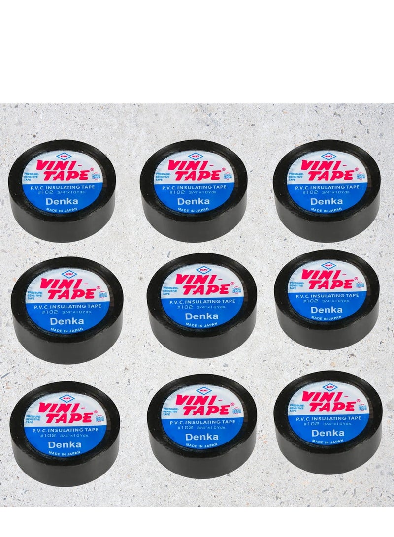 Denko شريط عازل كهربائي من فيني، أسود، 10 قطع، صنع في اليابان - Image 1