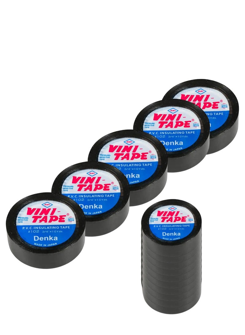 Denko شريط عازل كهربائي من فيني، أسود، 10 قطع، صنع في اليابان - Image 4