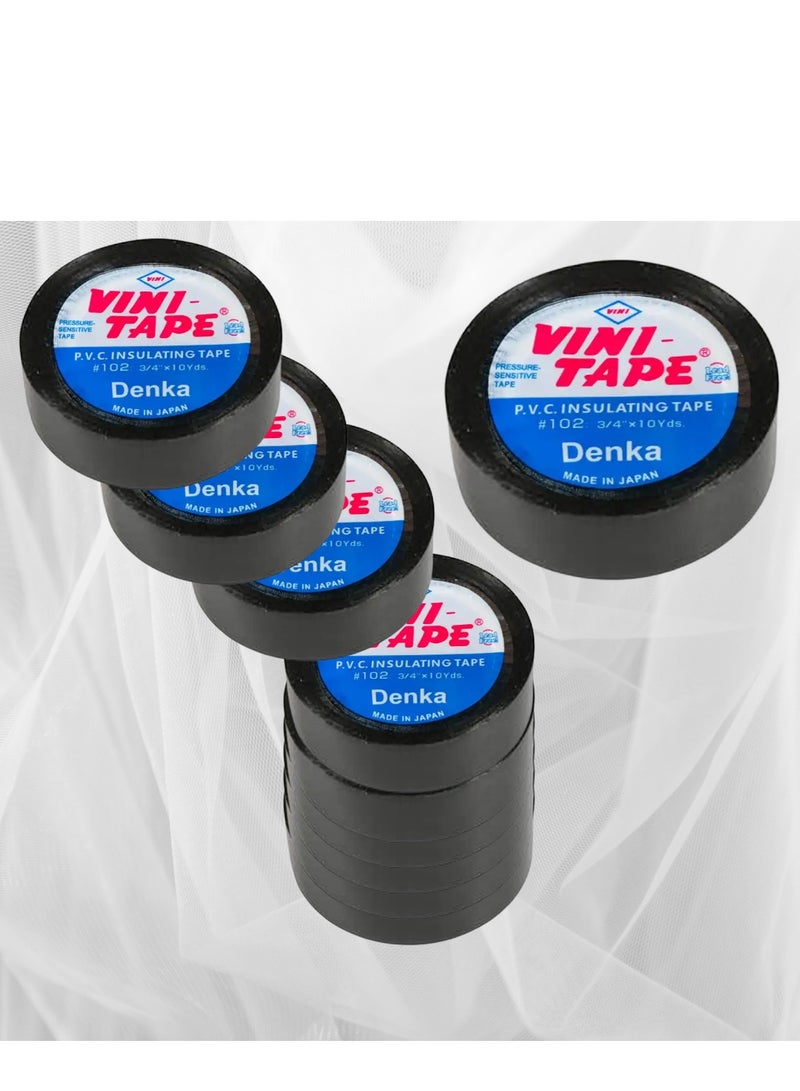 Denko شريط عازل كهربائي من فيني، أسود، 10 قطع، صنع في اليابان - Image 3