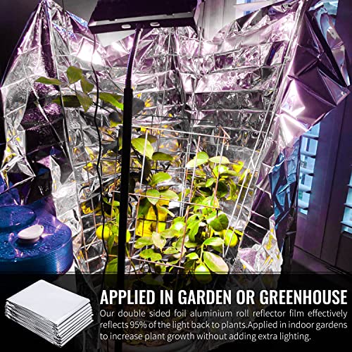 ZAUGONTW 26 Pack Silver Reflective Mylar Film, Garden Greenhouse Covering Foil Sheets, 83x 52 inch Mylar Film Sheets for Plant Growth, Grow Room, First Aid, Camping, Outdoor Survival - Image 5