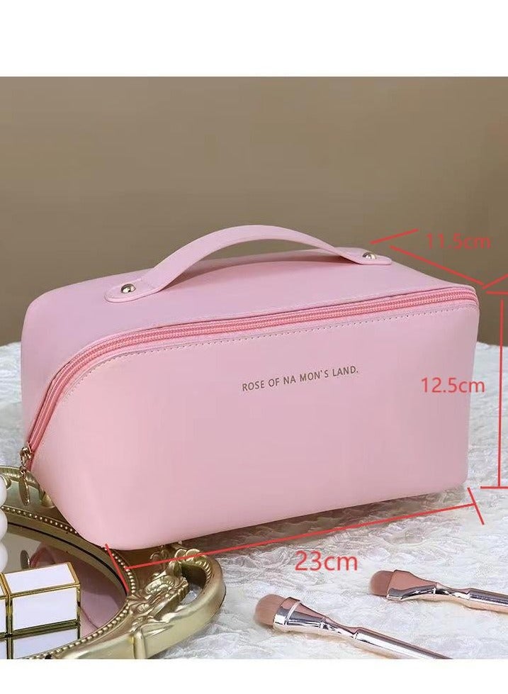 Large Capacity Travel Cosmetic Bag, Multifunction Organizer Storage Bag, Makeup Bag with Handle and Dividers, Skincare Dispenser, Toiletry Bag for Women  - Image 1