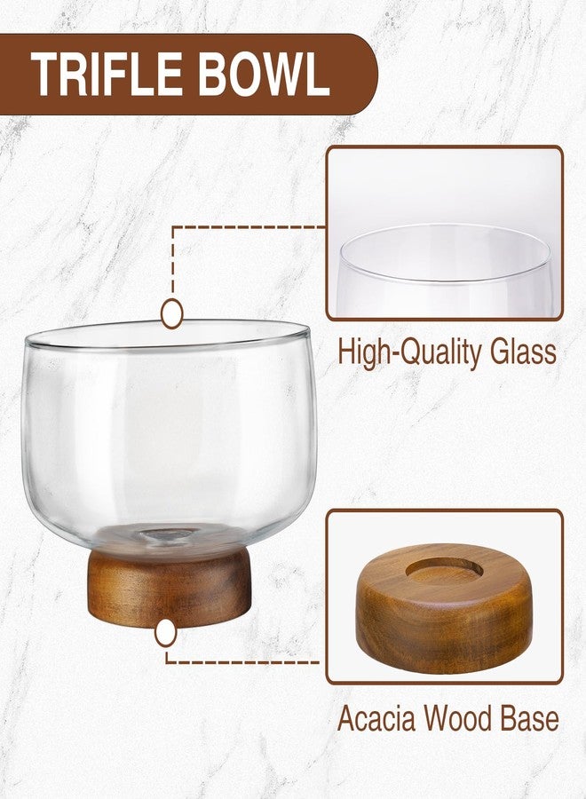NiHome 123oz Large Glass Trifle Bowl with Elegant Acacia Wood Stand, Versatile Serving Dish for Cakes, Salads, Desserts, Stylish Display for Parties, Weddings, Special Occasions, Durable Easy to Clean - Image 4
