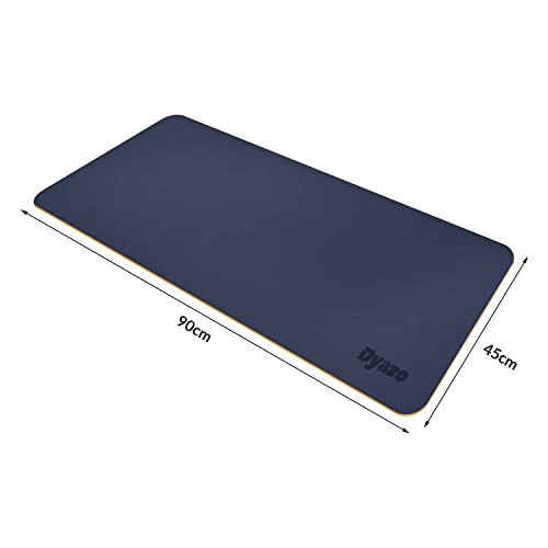 Dyazo Vegan PU Leather Mouse Pad, Extended Desk Mat for Work from Home/Office/Gaming, Reversible Anti-Slip, Design Water Resistant Desk Spread (35 Inch * 17.7 Inch Navy Blue and Yellow Ochre) - Image 4