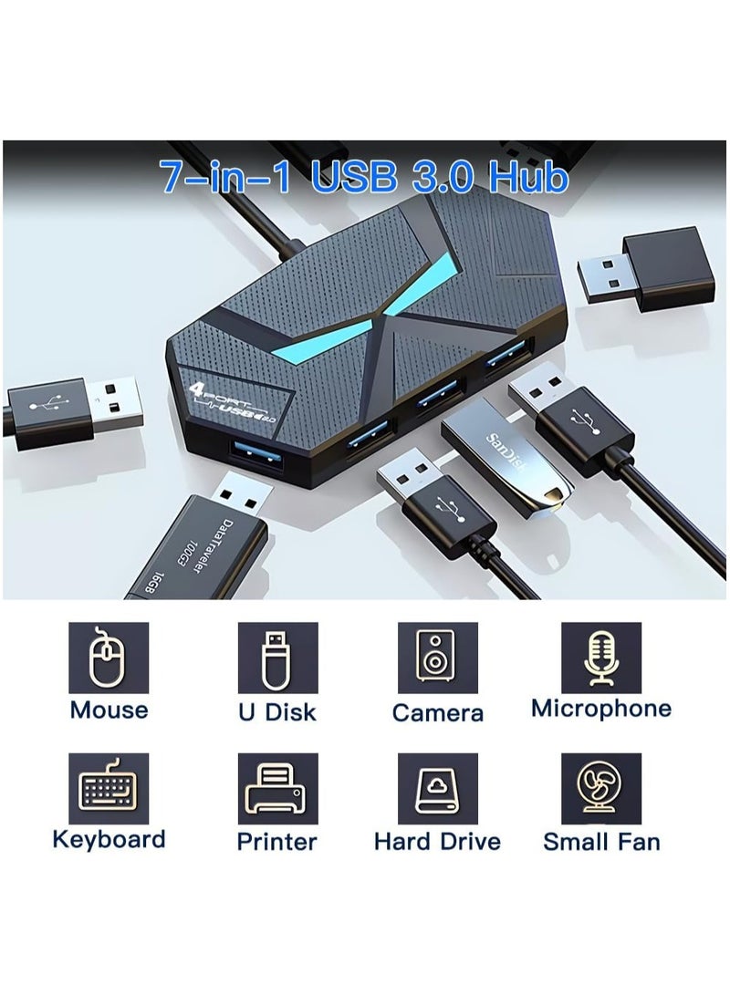 7 -Port USB 3.0 Hub with 5Gbps Data Transfer,Ultra-Slim Data USB Hub with Ambient Light,USB Hub to HDMI Multiport Adapter for Laptop,PC,Tablet,Macbook,iMac Surface and More  - Image 4