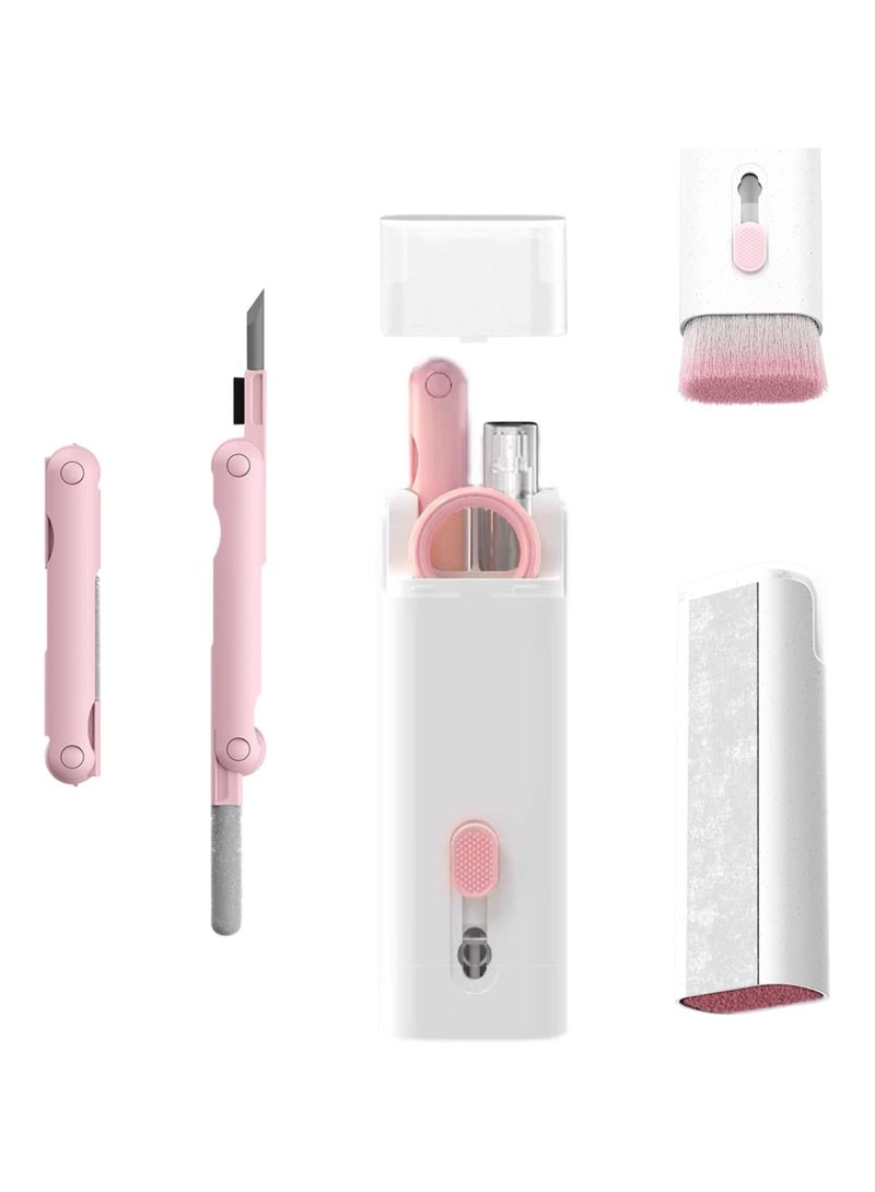 منظف الكمبيوتر المحمول، مجموعة تنظيف لوحة المفاتيح 7 في 1، مجموعة تنظيف سماعات أذن الكمبيوتر MacBook، فرشاة غبار الجهاز اللوحي والشاشة، بما في ذلك المسح الناعم، والمسح، وقلم تنظيف في 1، وساحبة المفاتيح وزجاجة الرش - Image 1