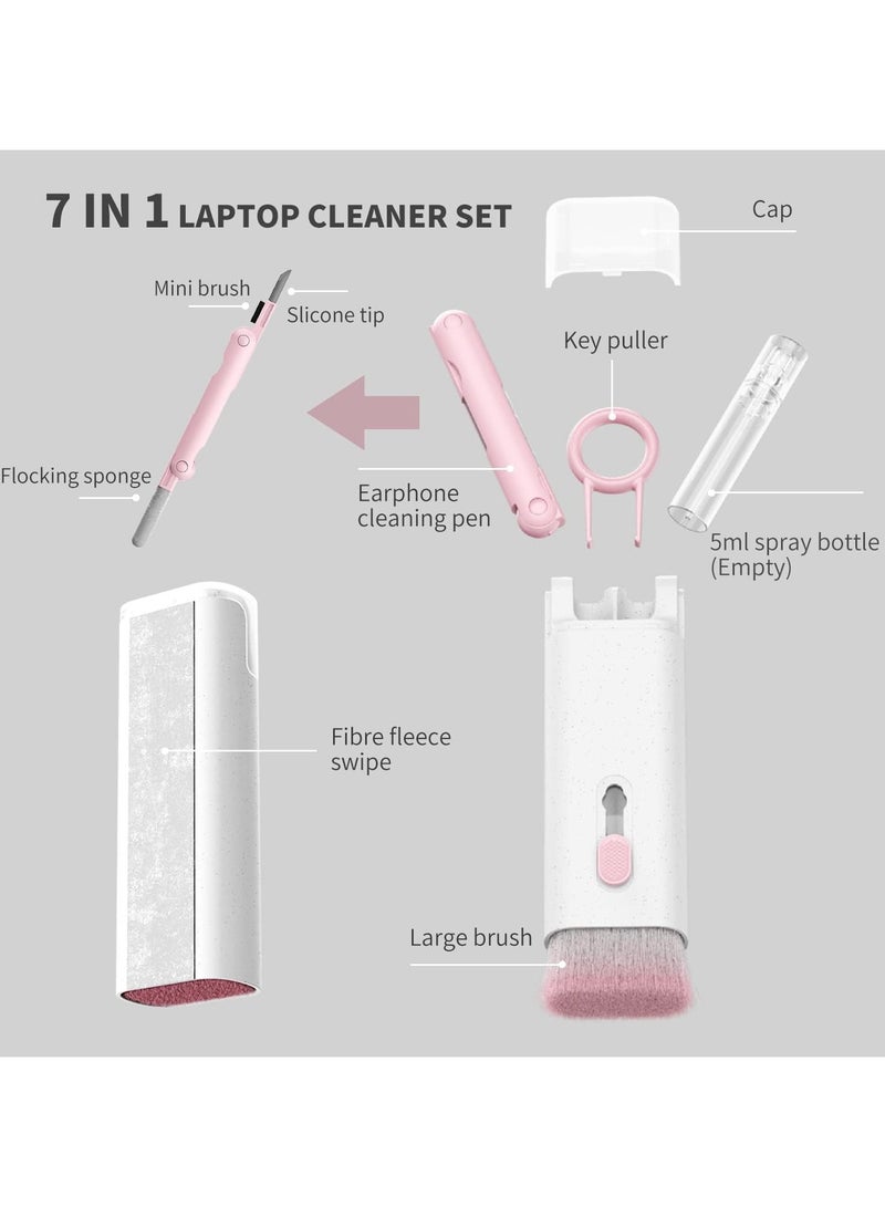 منظف الكمبيوتر المحمول، مجموعة تنظيف لوحة المفاتيح 7 في 1، مجموعة تنظيف سماعات أذن الكمبيوتر MacBook، فرشاة غبار الجهاز اللوحي والشاشة، بما في ذلك المسح الناعم، والمسح، وقلم تنظيف في 1، وساحبة المفاتيح وزجاجة الرش - Image 2