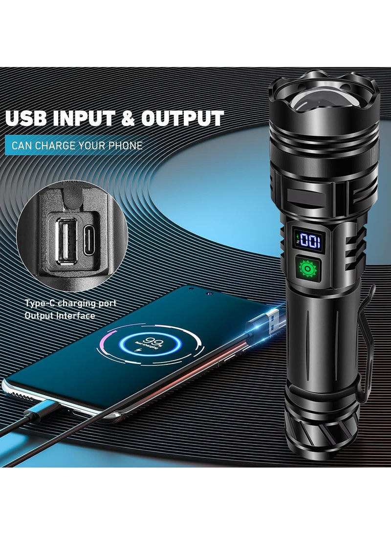 general Flashlights 20000 High Lumens Rechargeable,1500 Meters Long Beam Super Bright LED Flash Light with Power Display and IPX5 Waterproof for Camping, 20H Runtime,5 Modes,Zoomable Handheld Flashlight - Image 4