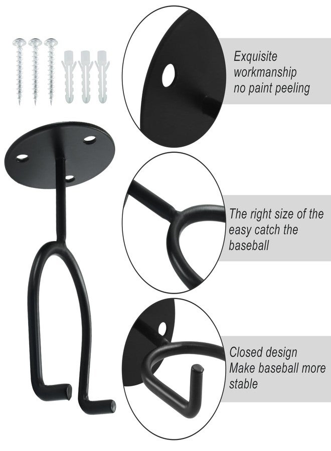 OSVJE 4 PCS Sturdy Baseball Bat Holder, Multipurpose Wall Mounted Rack Softball Hooks, Black Hanger for Memorabilia/Man Cave Decor - Image 3