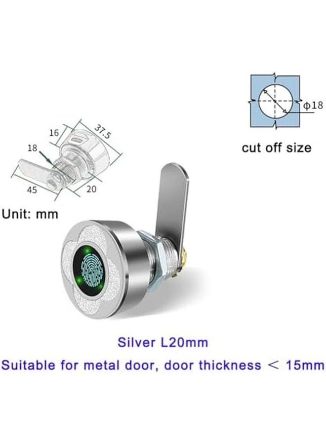 Fingerprint Cabinet Lock Smart Drawer 20mm Silver Zinc Alloy Fast 05s Unlock 20 User Capacity - Image 4