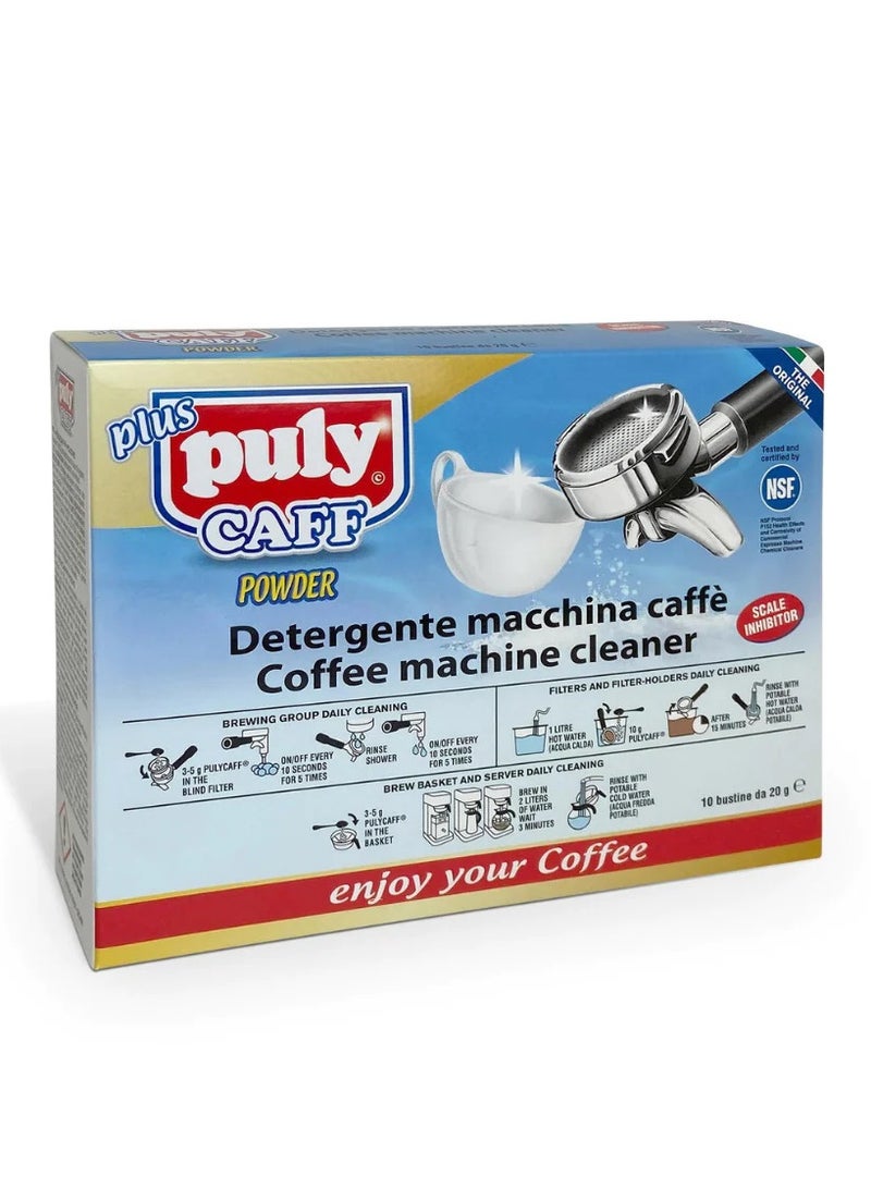 Puly Caff Machine Cleaner Powder 10 Packets Of 20G - Image 1