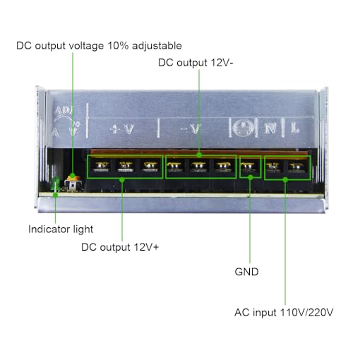 ALITOVE AC 110V/220V to DC 12V 30A 360W Universal Regulated Switching Power Supply Transformer Adapter LED Driver for LED Strip, CCTV Camera System, Radio - Image 4
