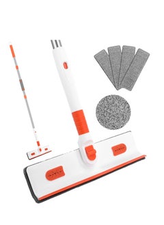 Wall Mop with Long Handle,Ceiling Window Glass Cleaning Tool,Wall Cleaning Mop with Retractable Handle, with 4 Reusable Fiber Replacement Cloths