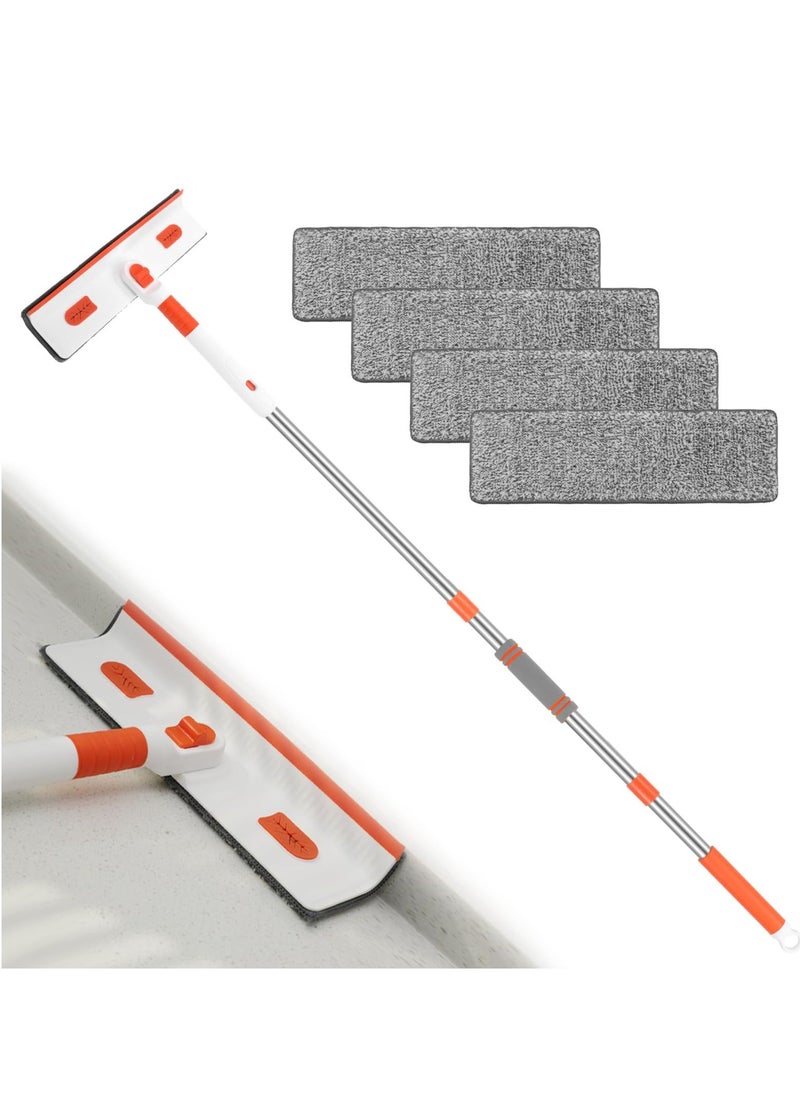 Generic - Wall Mop with Long Handle,Ceiling Window Glass Cleaning Tool,Wall Cleaning Mop with Retractable Handle, with 4 Reusable Fiber Replacement Cloths - Image 1