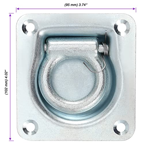 JOIKIT 6 Pack Recessed D-Ring Tie Down Anchors, Heavy Duty Galvanized Steel Flush Mount D-Rings, 6000 lbs Capacity, Recessed Pan Fitting D-Rings for Truck, Trailer, Deliveries - Image 2