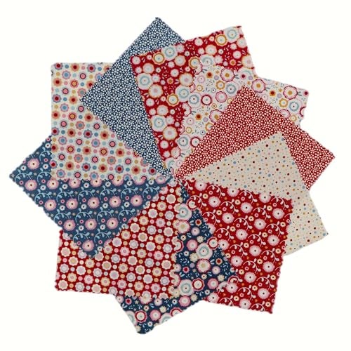 iNee Charm Packs for Quilting 5 inch, Precut Cotton Quilting Fabric Bundle, 50 Charm Squares, Candy Bloom - Image 1