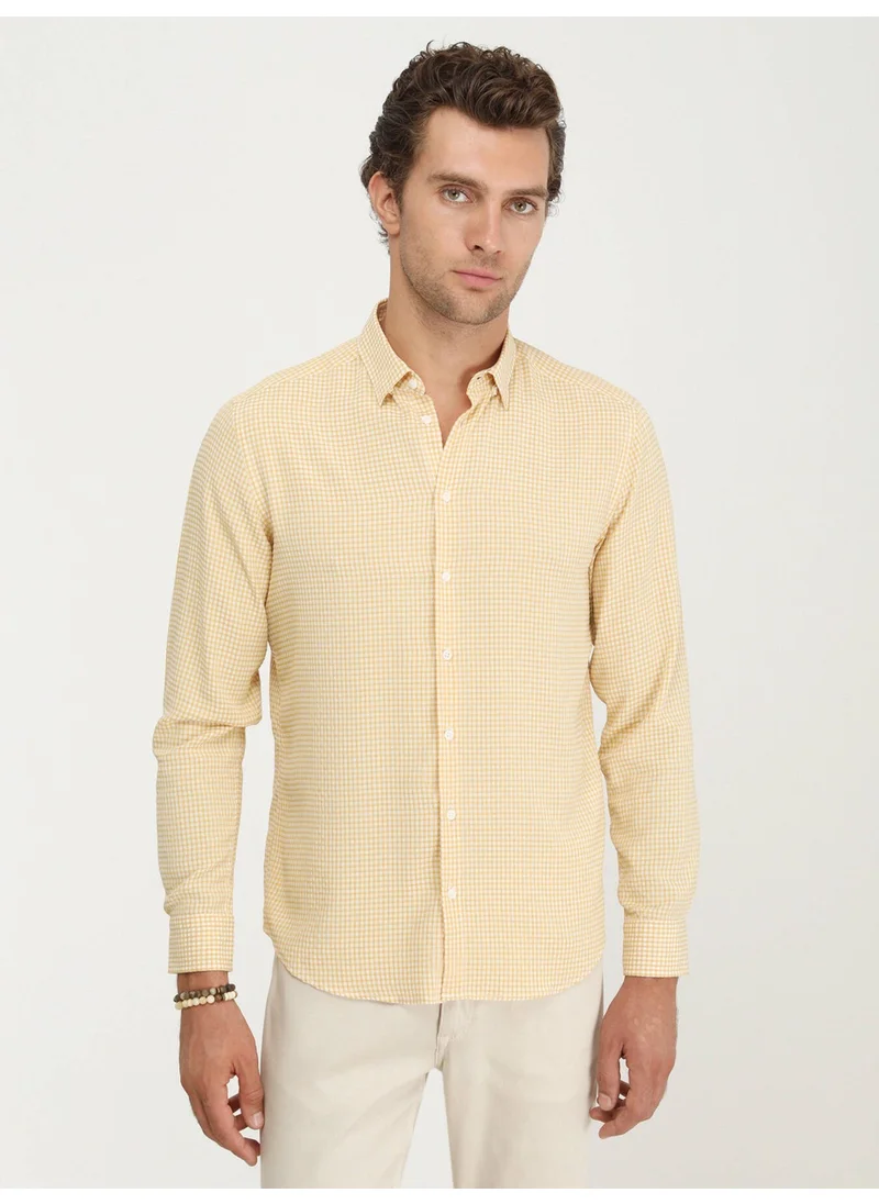 Kip Saffron Regular Fit Woven Casual Shirt