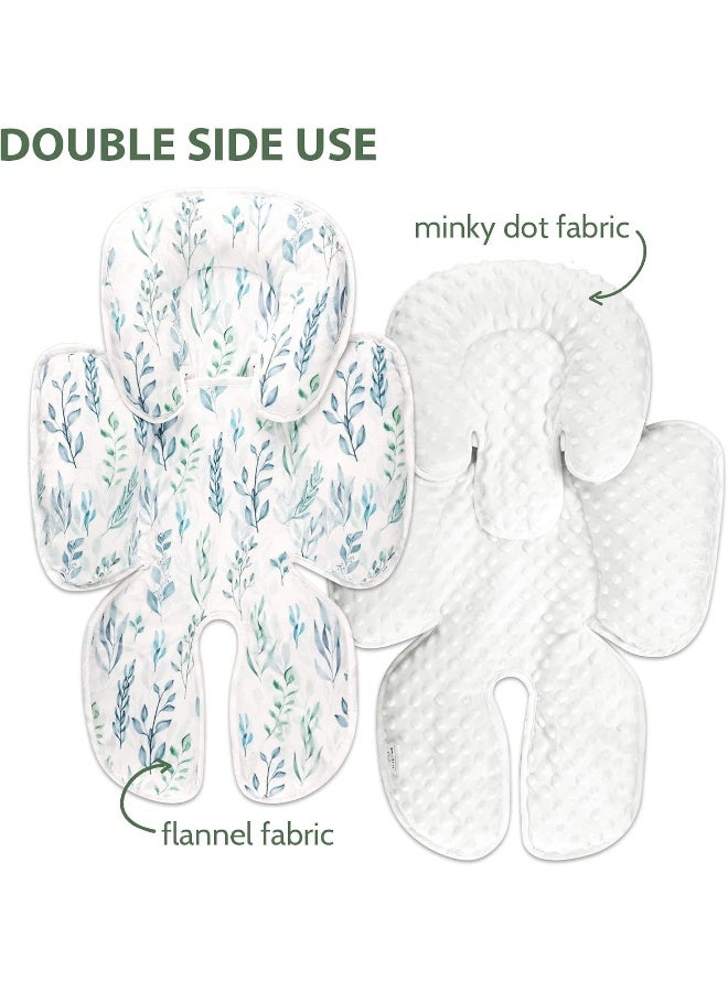 DILIMI Infant Car Seat Insert, 2-in-1 Carseat Head Support for Newborn, Soft Baby Head Support for Car Seat, Stroller, Bouncers, Green Leaf - Image 2