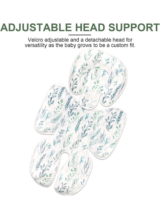 DILIMI Infant Car Seat Insert, 2-in-1 Carseat Head Support for Newborn, Soft Baby Head Support for Car Seat, Stroller, Bouncers, Green Leaf - Image 4