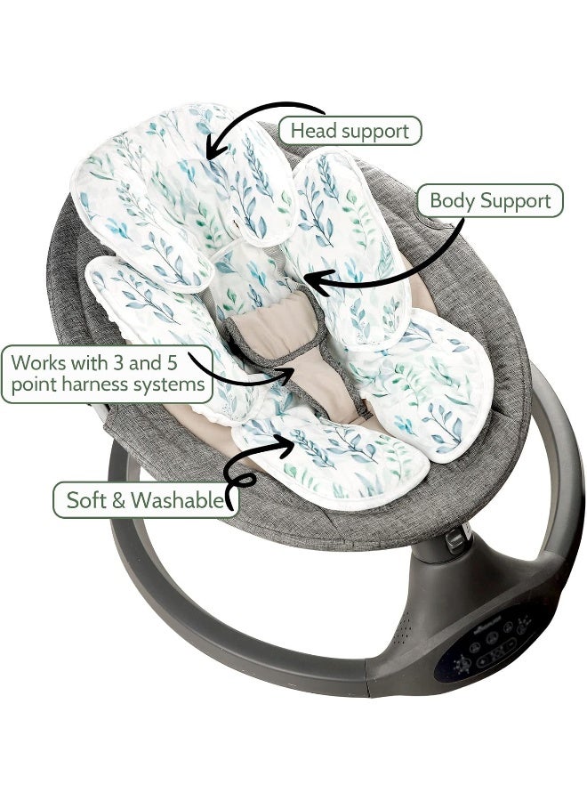 DILIMI Infant Car Seat Insert, 2-in-1 Carseat Head Support for Newborn, Soft Baby Head Support for Car Seat, Stroller, Bouncers, Green Leaf - Image 5