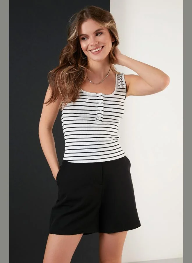 Lela Lela Slim Fit Striped Button-Down Tank Top Women's Tank Top 5864060