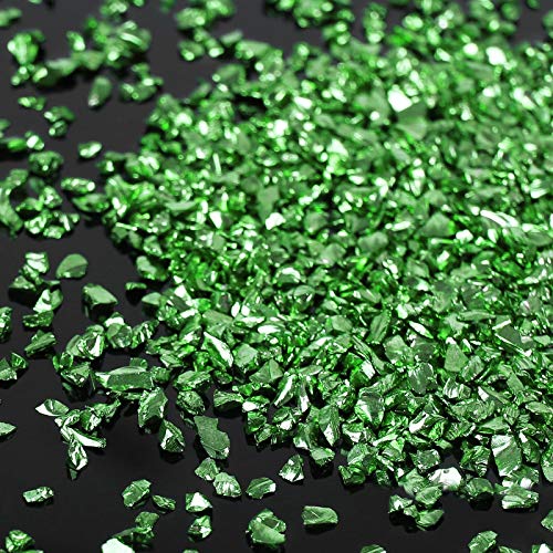 BONNY BOXX Irregular Crushed Glass Chips Sprinkles, 100g Metallic Chunky Glitter Stones for Nail Art, Resin Mold Filler, DIY Crafts, Vase Filler, Jewelry Making (Green) - Image 1