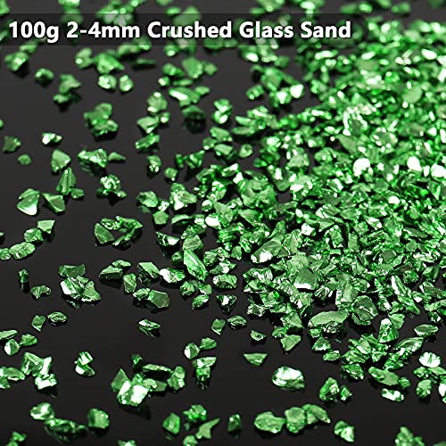 BONNY BOXX Irregular Crushed Glass Chips Sprinkles, 100g Metallic Chunky Glitter Stones for Nail Art, Resin Mold Filler, DIY Crafts, Vase Filler, Jewelry Making (Green) - Image 4