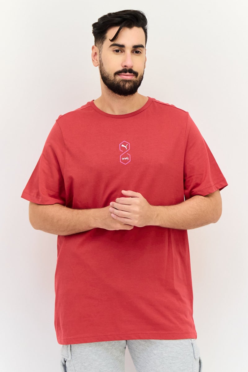 PUMA One8 Men Slim Fit Short Sleeves Brand Logo Outdoor T-Shirt, Red - Image 1