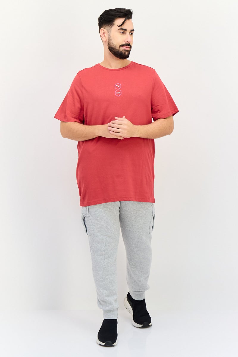 PUMA One8 Men Slim Fit Short Sleeves Brand Logo Outdoor T-Shirt, Red - Image 4