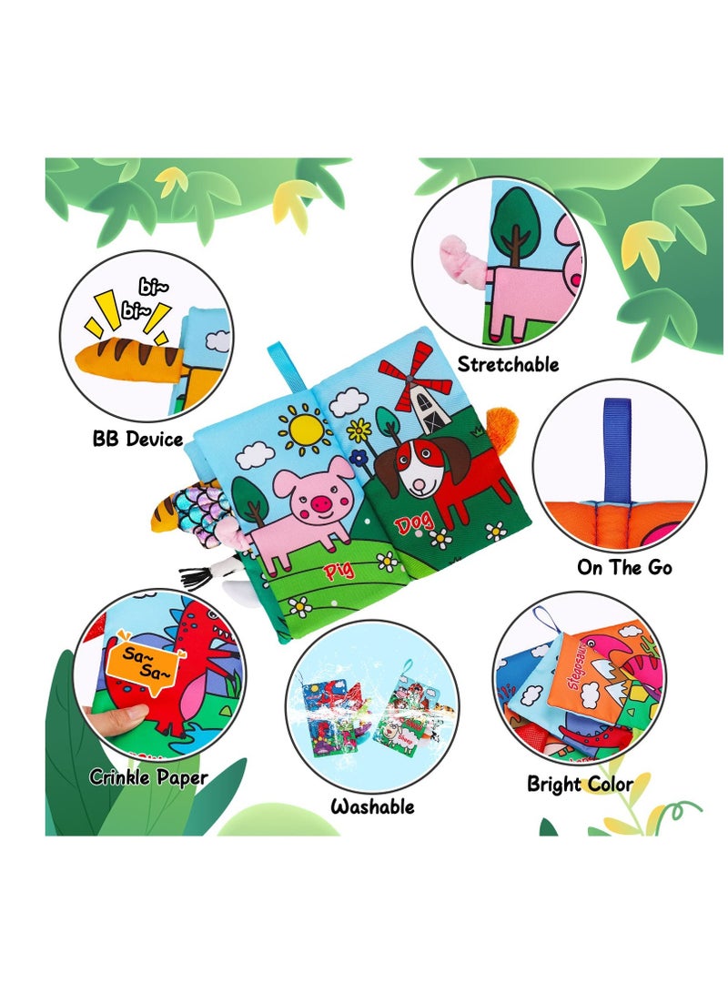 SOLARAE 2 PCS Baby Books Toys, Babies Touch and Feel Crinkle Cloth Books, 0-6 Months Interactive Sensory Baby Toys, Suitable for 0-3-6 Months Infant Newborn Baby Boy Girl Shower Gifts Set - Image 3