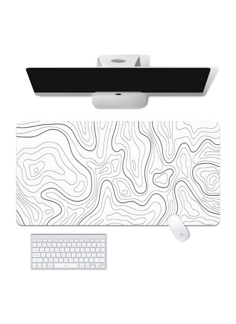 Extra Large Abstract Line Mouse Pad Style Fluid Wave Texture Anti-slip Mouse Mat Direct-Color:Size: 100x50cm-2mm-Pattern:striped White