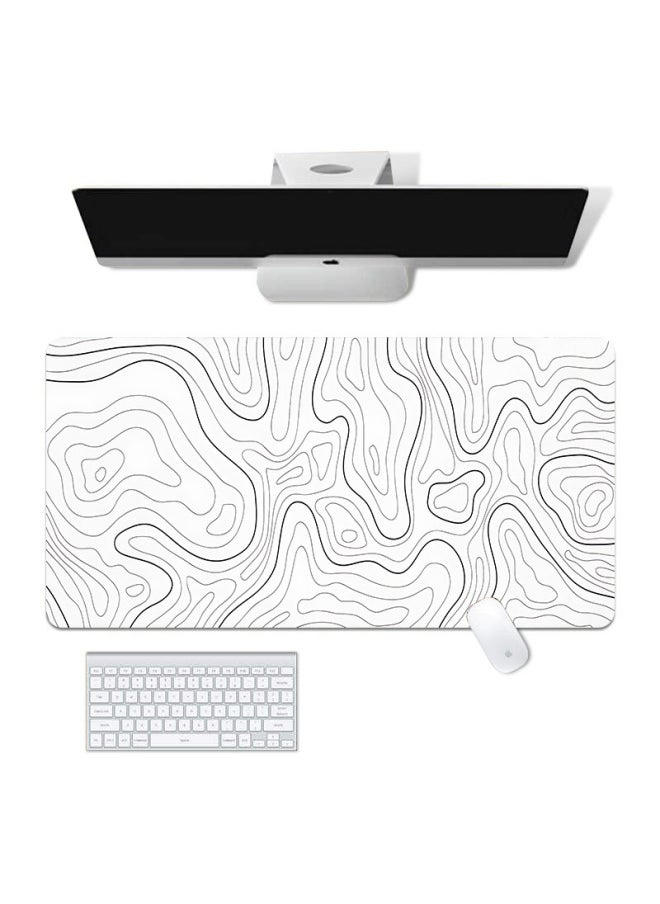 Extra Large Abstract Line Mouse Pad Style Fluid Wave Texture Anti-slip Mouse Mat Direct-Color:Size: 100x50cm-2mm-Pattern:striped White