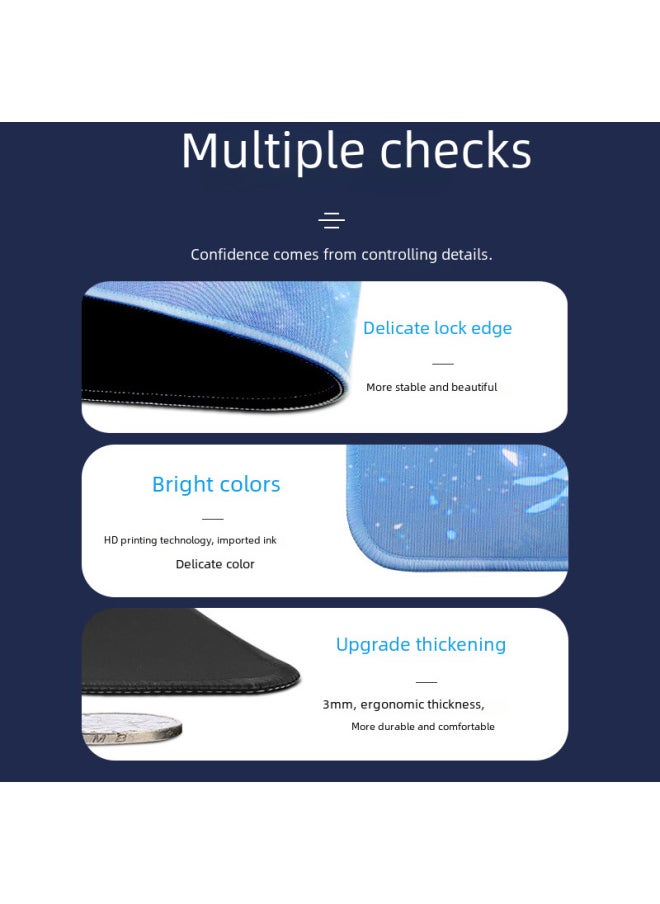 Extra Large Abstract Line Mouse Pad Style Fluid Wave Texture Anti-slip Mouse Mat Direct-Color:Size: 100x50cm-2mm-Pattern:striped White