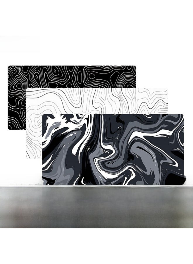 Extra Large Abstract Line Mouse Pad Style Fluid Wave Texture Anti-slip Mouse Mat Direct-Color:Size: 100x50cm-2mm-Pattern:striped White