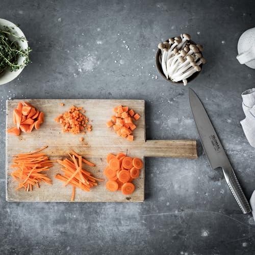 GLOBAL سكين شيف عالمي بطول 8 بوصات – مصنوعة من الفولاذ المقاوم للصدأ الياباني الخفيف، حافة حادة كالشفرات، مصنوعة في اليابان، G-2 - Image 5