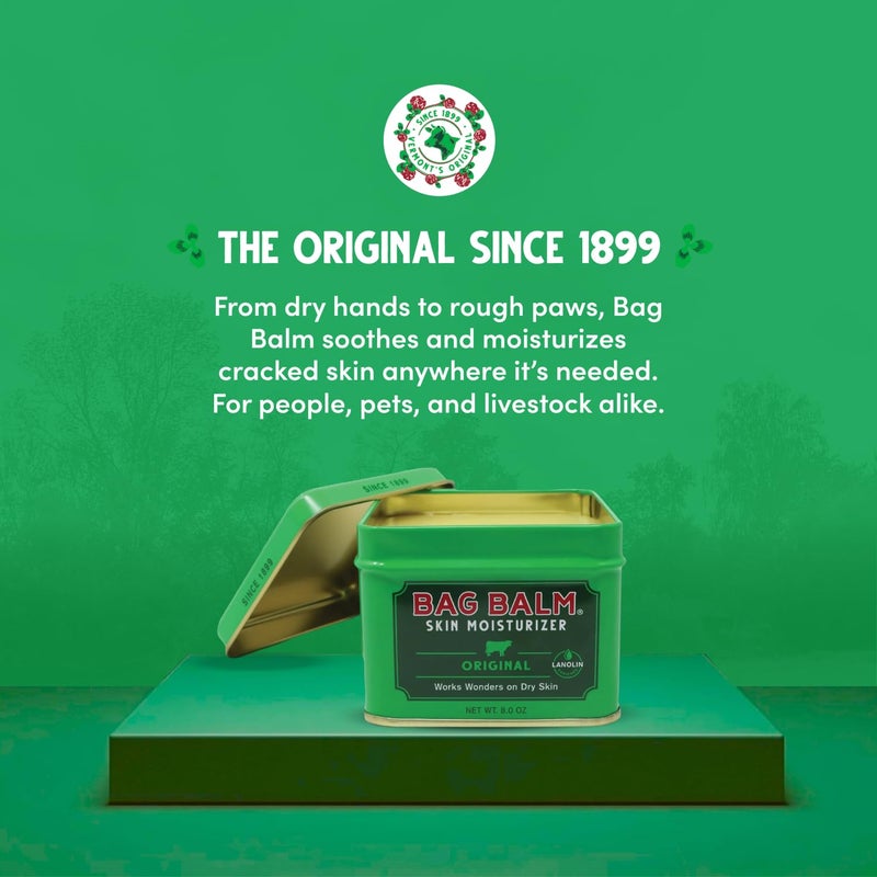 Bag Balm بلسم باج - بلسم الحيوانات الأليفة الأصلي من فيرمونت - مرهم مرطب للأقدام الجافة والمتشققة والأنوف والجلد الخشن - 8 أونصات - عبوتين - Image 5