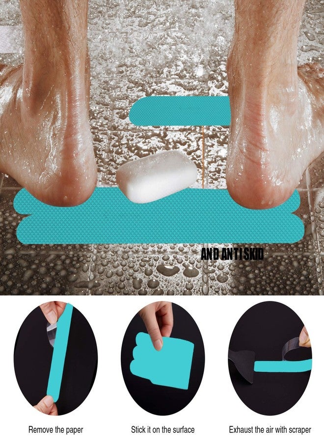 Secopad Non-Slip Bathtub Stickers Safety Bathroom Tubs Showers Treads Adhesive Decals Scraper (Blue) - Image 4