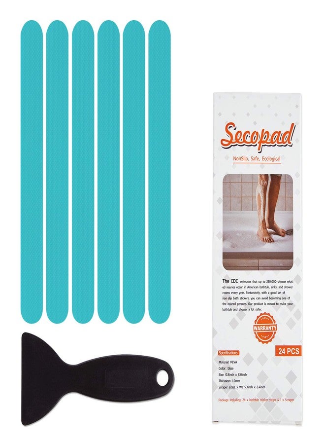 Secopad Non-Slip Bathtub Stickers Safety Bathroom Tubs Showers Treads Adhesive Decals Scraper (Blue) - Image 1