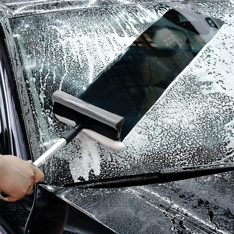 TONSYL Car Windshield Wash Cleaner Extendable Window Squeegee Cleaner Scrubber Brush Wiper Spongewith LongReach Handle Unique Pivoting Head Window Glass Cleaner Car Home - Image 5