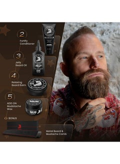 bossman Complete Beard Kit Made In Usa Beard Oil Conditioner Beard Balm Comb Mustache Wax Stop Beard Itch Grow Thicker (Naked)  - Image 3