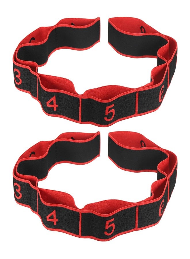 PATIKIL Exercise Bands, 35.4 Inch 2 Pcs Yoga Stretching Strap Latin Elastic Bands for Physical Dance Stretch Pilates Resistance Bands for Working Out, Black/Red - Image 1