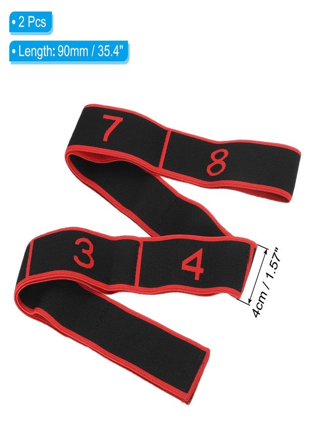PATIKIL Exercise Bands, 35.4 Inch 2 Pcs Yoga Stretching Strap Latin Elastic Bands for Physical Dance Stretch Pilates Resistance Bands for Working Out, Black/Red - Image 2