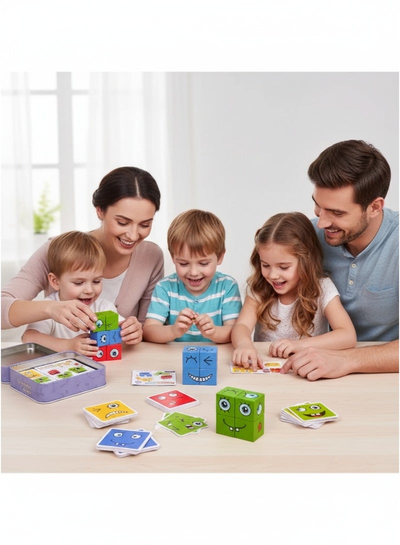 Card-Matching Emotion Expression Puzzle Blocks – Toddler Early Education Toys (Ages 2-6) | Cognitive & Emotional Learning Building Blocks - Image 3