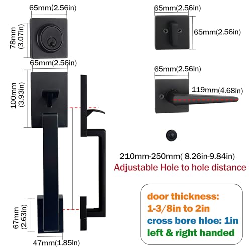 HISAFE Iron Black Front Door Lock Set for Entry Door/Backdoor, Exterior Door Lock Set with Deadbolt&Lever, Lower Half Grip, Left&Right Handed - Image 5