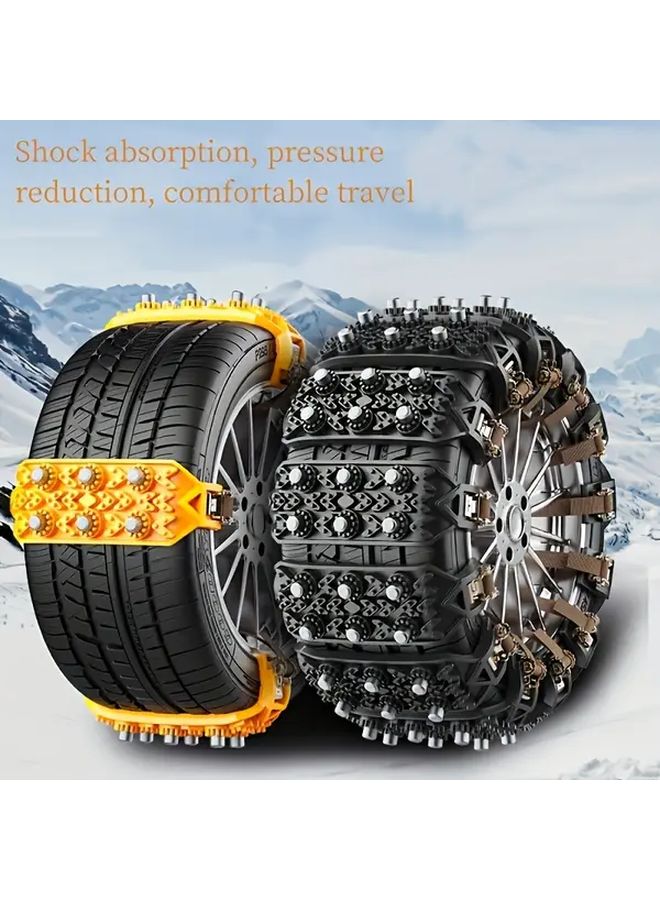 Heavy Duty Snow Chains Yellow For Cars SUVs Trucks 15 To 20 Inch Wheels - Image 4
