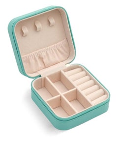 TRAVEL Small Leather Jewelry Organizer, Rings, Earrings, Necklaces, Bracelets, Jewelry Box, Jewelry Storage Box, Cosmetic Box (Green)  - Image 2