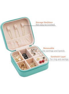 TRAVEL Small Leather Jewelry Organizer, Rings, Earrings, Necklaces, Bracelets, Jewelry Box, Jewelry Storage Box, Cosmetic Box (Green)  - Image 4
