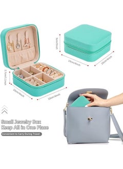 TRAVEL Small Leather Jewelry Organizer, Rings, Earrings, Necklaces, Bracelets, Jewelry Box, Jewelry Storage Box, Cosmetic Box (Green)  - Image 5