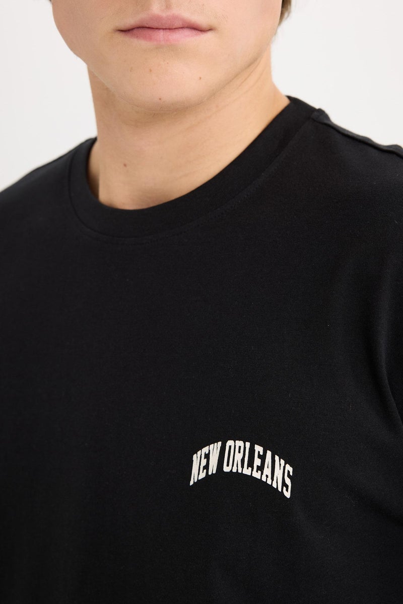 DeFacto Man Boxy Fit Crew Neck Printed T - Image 4